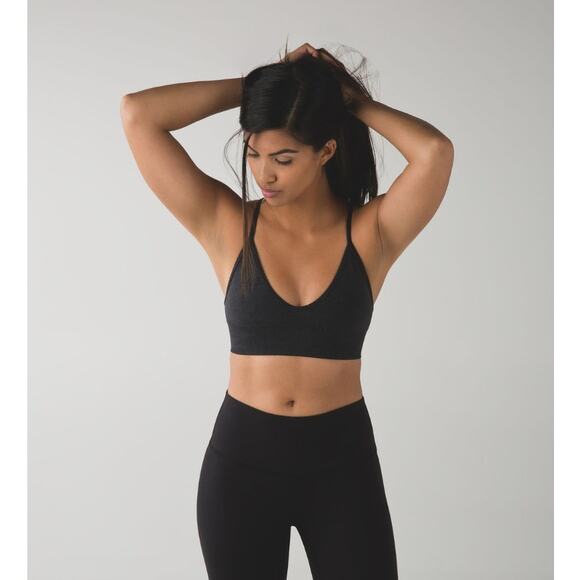 Lululemon Ebb to Street Heathered Black lightly lined cross back sports bra A/B - Picture 1 of 4